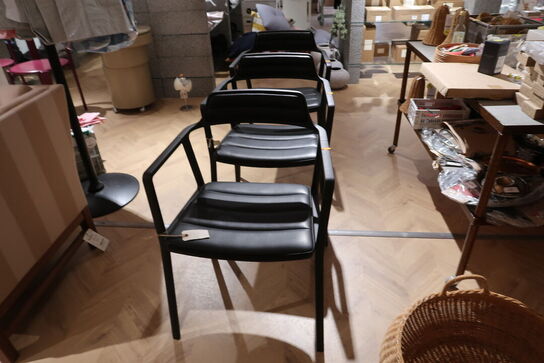 3 stk. spisebordsstole VIPP 451 Alu Stel og Sort Læder