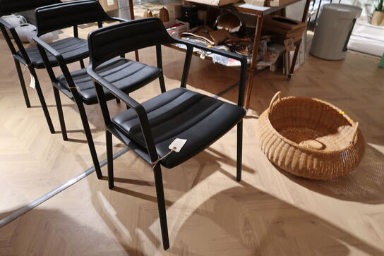 3 stk. spisebordsstole VIPP 451 Alu Stel og Sort Læder