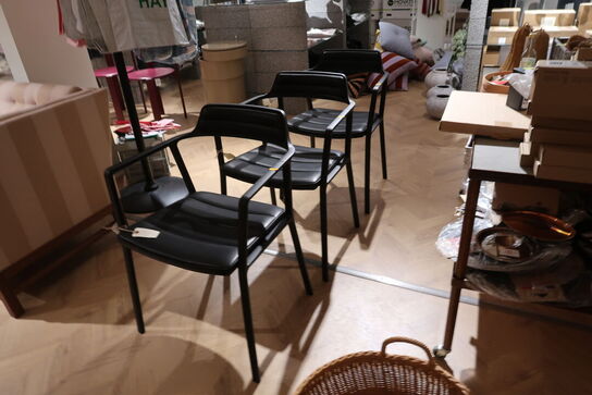 3 stk. spisebordsstole VIPP 451 Alu Stel og Sort Læder