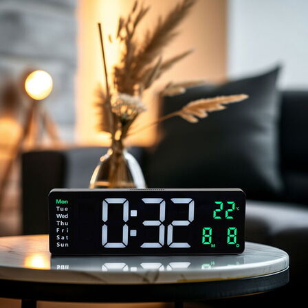 5 stk. stort digitalt ur, 39x13x3 cm m. remote(ubrugt)