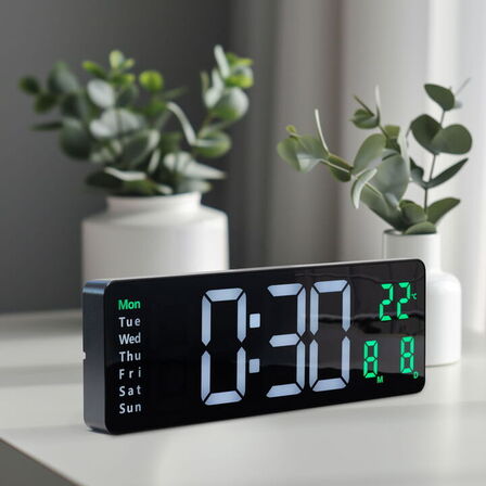 2 stk. stort digitalt ur, 39x13x3 cm m. remote(ubrugt)