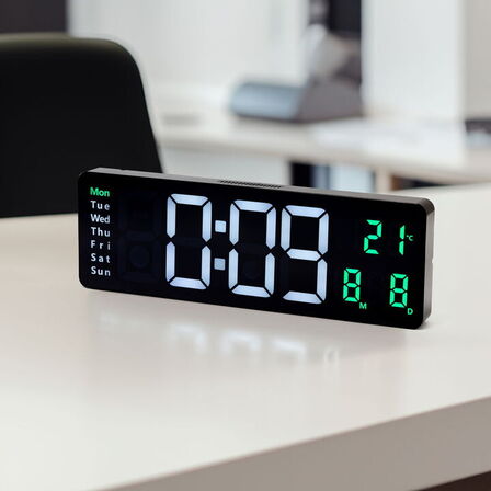 5 stk. stort digitalt ur, 39x13x3 cm m. remote(ubrugt)