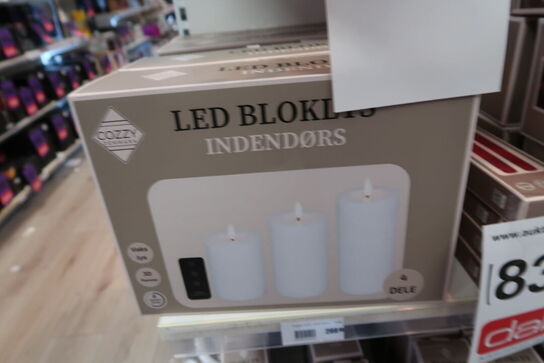 2 pk. Cozzy LED bloklys med fjernbetjening indendørs hvid 3 stk.