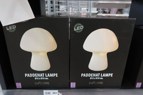 2 stk. Paddehat lampe 14,5x14,5x17 cm glas