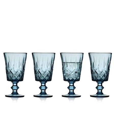 4 stk. Lyngby Glas Sorrento vinglas blå 29 cl