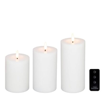 2 pk. Cozzy LED bloklys med fjernbetjening indendørs hvid 3 stk.