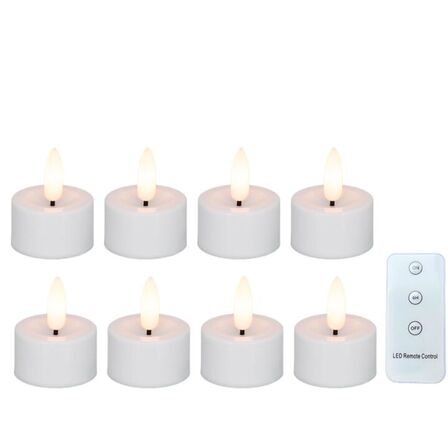 4 pk. LED fyrfadslys sæt med fjernbetjening 9 dele
