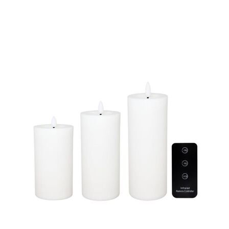 2 pk. Cozzy LED bloklys med fjernbetjening hvid 3 stk.