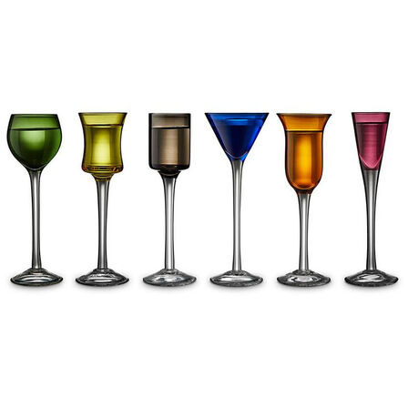 6 stk. Lyngby glas snapseglas multifarvet 4 cl 