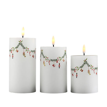 3 pk. Det Gamle Apotek LED stearinlys hvid julemotiver 3 stk.