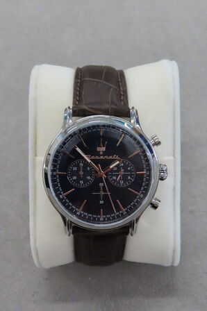 Maserati Ur Epoca 42MM Chronograf Blå Skive Brun Rem