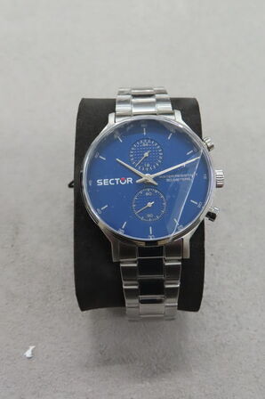Sector herreur med blå urskive og chronograph