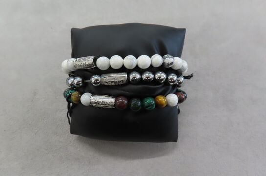 3 stk. Rebel & Rose Armbånd Med Designs i Sten Og Metal