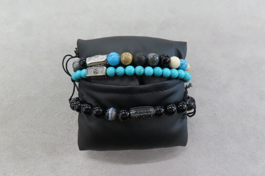 3 stk. Rebel & Rose Armbånd med Stenperler og Metaldele