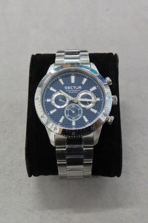 Sector 270 45MM Mult Blue Dial BR SS Ur med Stållænke