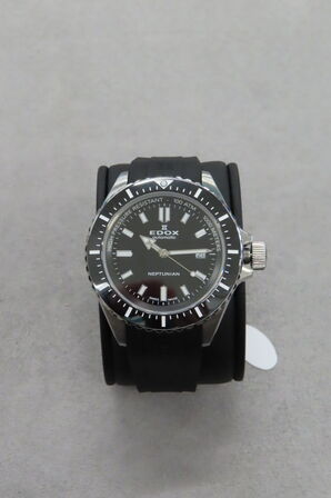 Edox Herreur Med Sort Rem Og Sort Skive