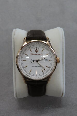 Maserati Herreur med Brun Rem og Hvid Skive