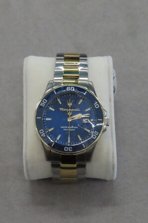 Maserati Herreur Med Blå Urskive Og To-Tonet Lænke