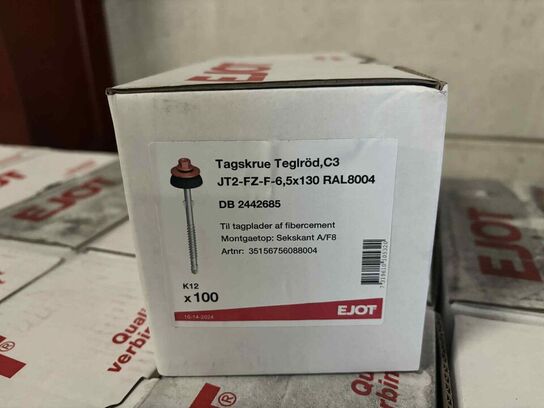 18 stk kasser med tagskruer teglrød EJOT