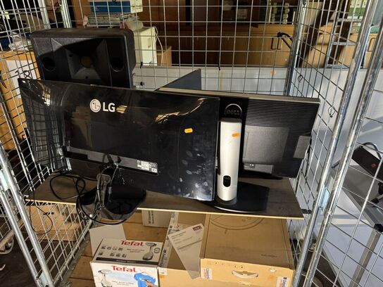 Monitorer LG og DELL, printer og studio højttaler