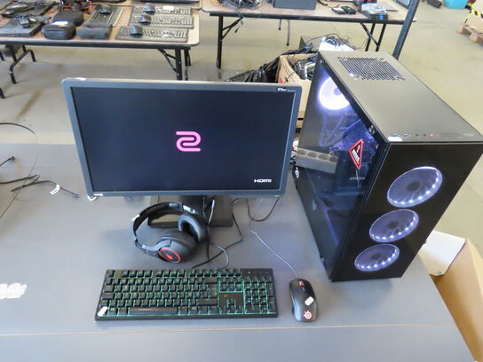 Komplet Gaming PC med Skærm, Mus og tastetur (SHARK GAMING, BENQ, STEEL SERIES)