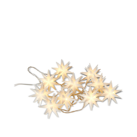2 pk. Lyskæde 3D stjerner indendørs varm hvid 180 cm