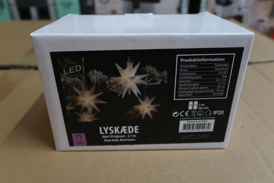 2 pk. Lyskæde 3D stjerner indendørs varm hvid 180 cm