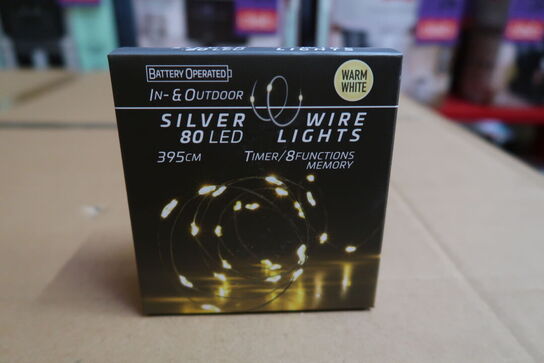 8 pk. Lyskæde ude & inde 80 led varm hvid 39,5 cm