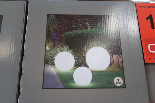 Udendørs solcelle LED lyskugler, hvid, 3 pak