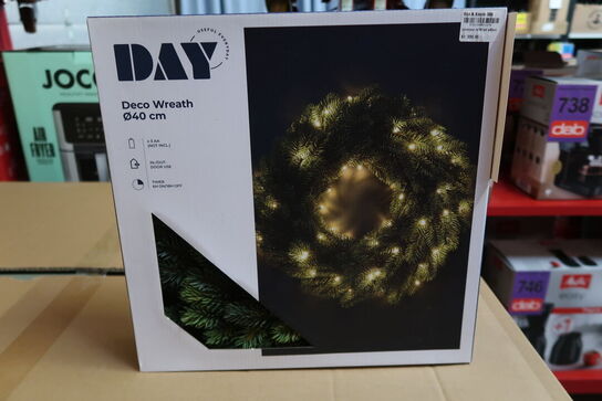 2 stk. Julekrans med 49 LED lys inkl. timer Ø40 cm