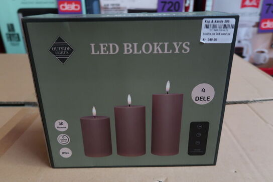 3 pk. Cozzy LED bloklys sand med fjernbetjening udendørs 3 stk.