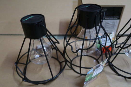 4 stk. Solcelle lanterne/lampe metal sort