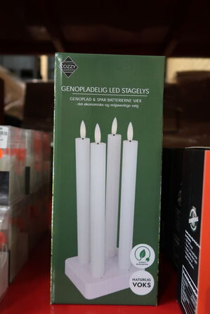 2 pk. LED stagelys genopladelige med base 4 stk. 22,5 cm