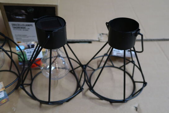 4 stk. Solcelle lanterne/lampe metal sort