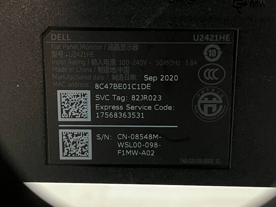 2 stk. 24" monitor, DELL U2421HE