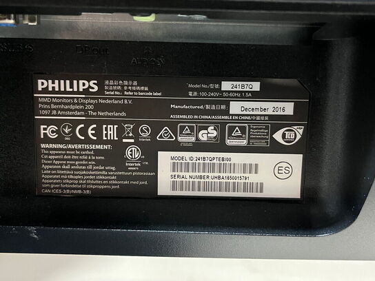 2 stk. 24" monitor, PHILIPS 241B7Q