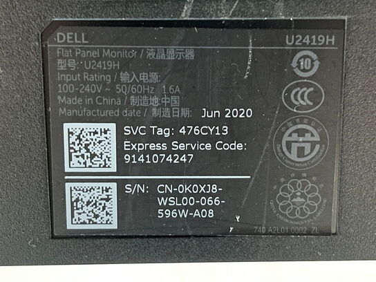 2 stk. 24" monitor, DELL U2419H