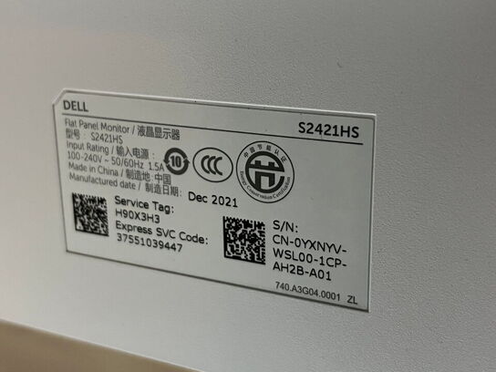 2 stk. 24" monitor, DELL S2421HS