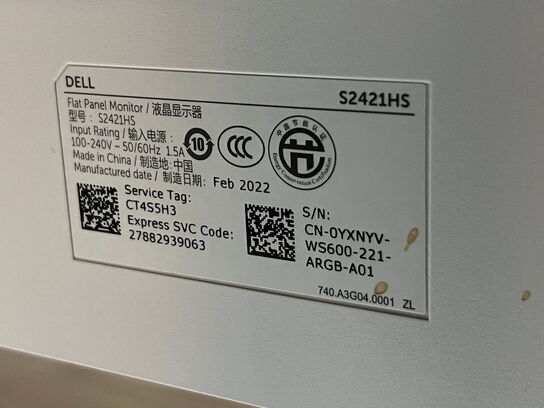 2 stk. 24" monitor, DELL S2421HS