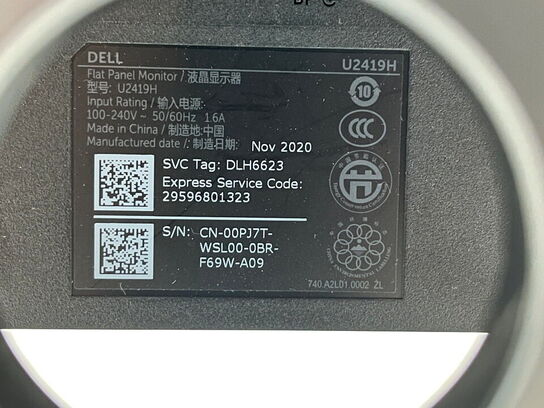 2 stk. 24" monitor, DELL U2419H