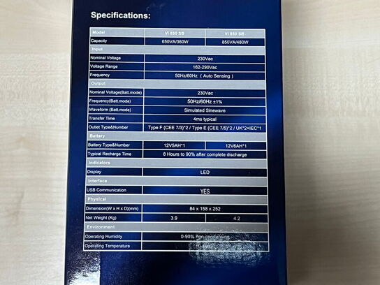 2 stk. UPS, PowerWalker Basic. Line- Interactive UPS. Vi 6540 SB