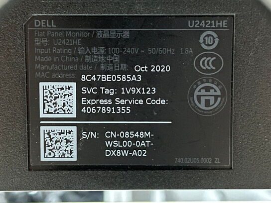 2 stk. 24" monitor, DELL U2421HE