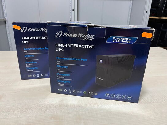 2 stk. UPS, PowerWalker Basic. Line- Interactive UPS. Vi 6540 SB