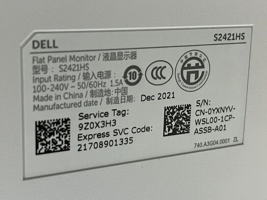 2 stk. 24" monitor, DELL S2421HS