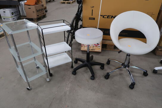 Chair, stool and 2 pcs. trucks
