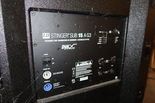 2 stk. subwoofer LD SYSTEMS Stinger SUB 15 A G3 samt højtaler BEHRINGER