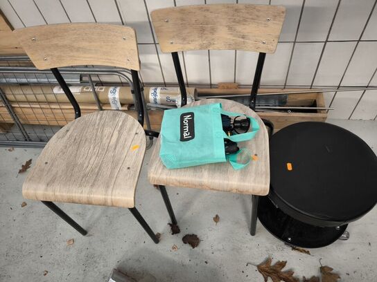2 stole samt værkstedsstol m.m.