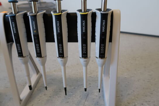 Stativ med 5 stk. pipetter SARTORIUS