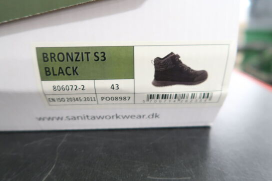 Sikkerhedssko Str. 43 SANITA Model: BRONZIT S3 
