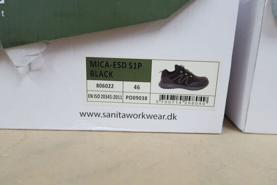 2 Par Sikkerhedssko Str. 46 SANITA Model: MICA-ESD S1P, THULIT 911572